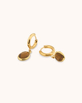 Tiger's Eye Charm Huggies in Gold