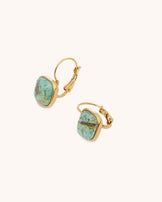Waterproof Stone Cut Hook Earrings in Gold