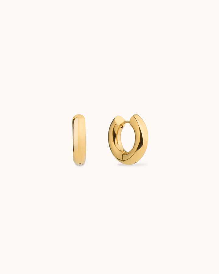 Waterproof Chunky Round Hoops in Gold