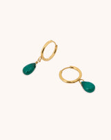 Green Jade Drop Hoops in Green