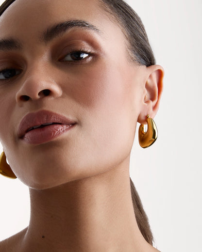 Waterproof Square Chunky Hoops in Gold