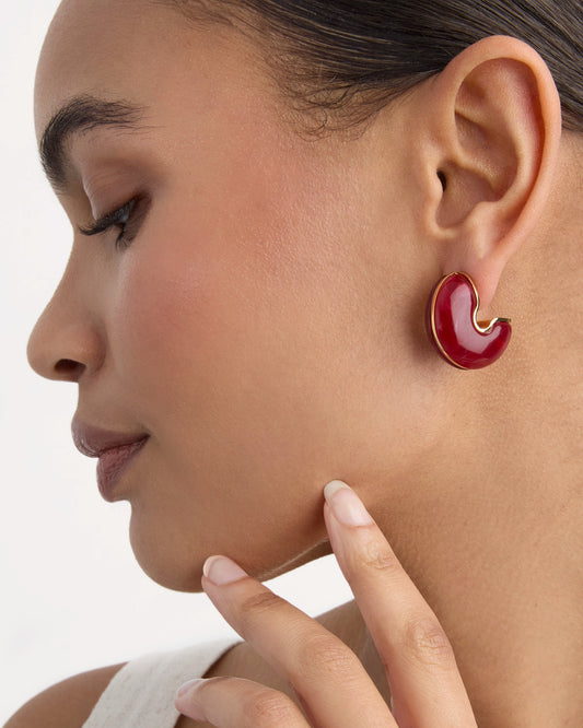 Chunky Resin C-Hoop Earrings in Gold