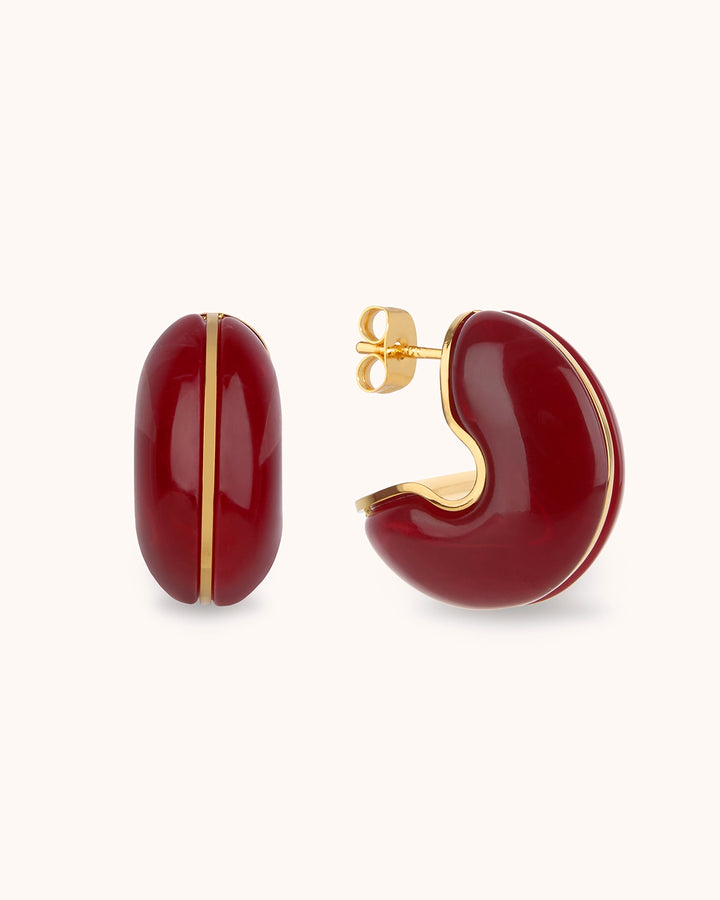 Chunky Resin C-Hoop Earrings in Gold