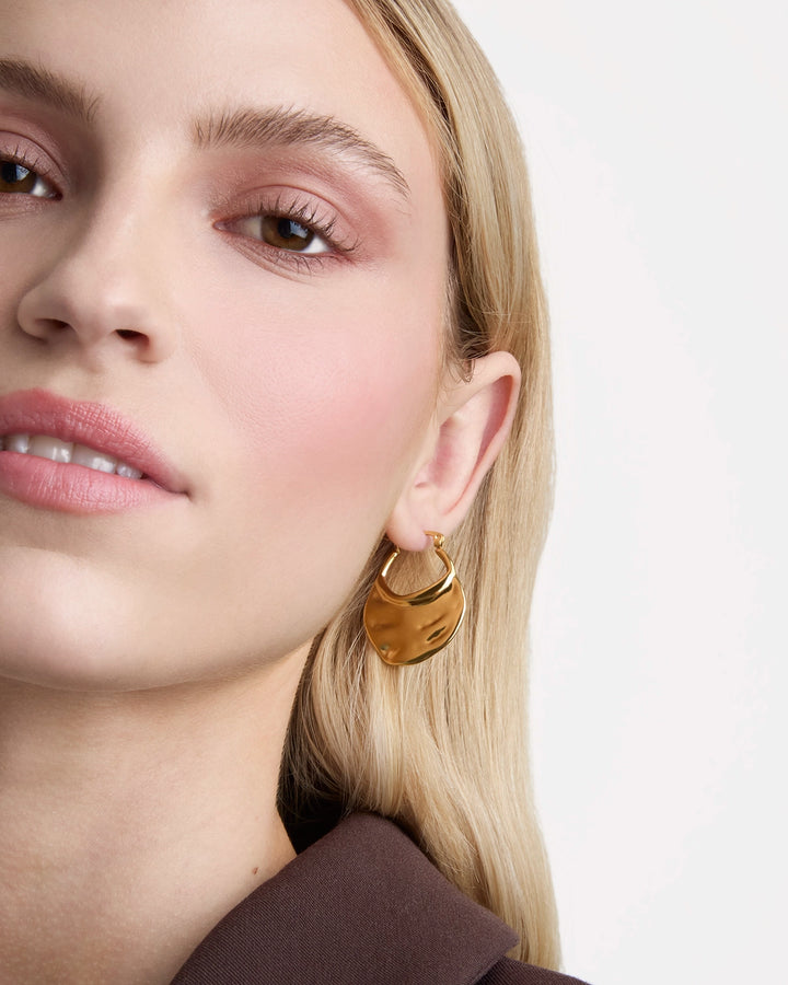 Waterproof Molten Statement Earrings in Gold