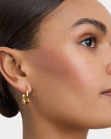 Waterproof Round Link Hoop Earrings in Gold