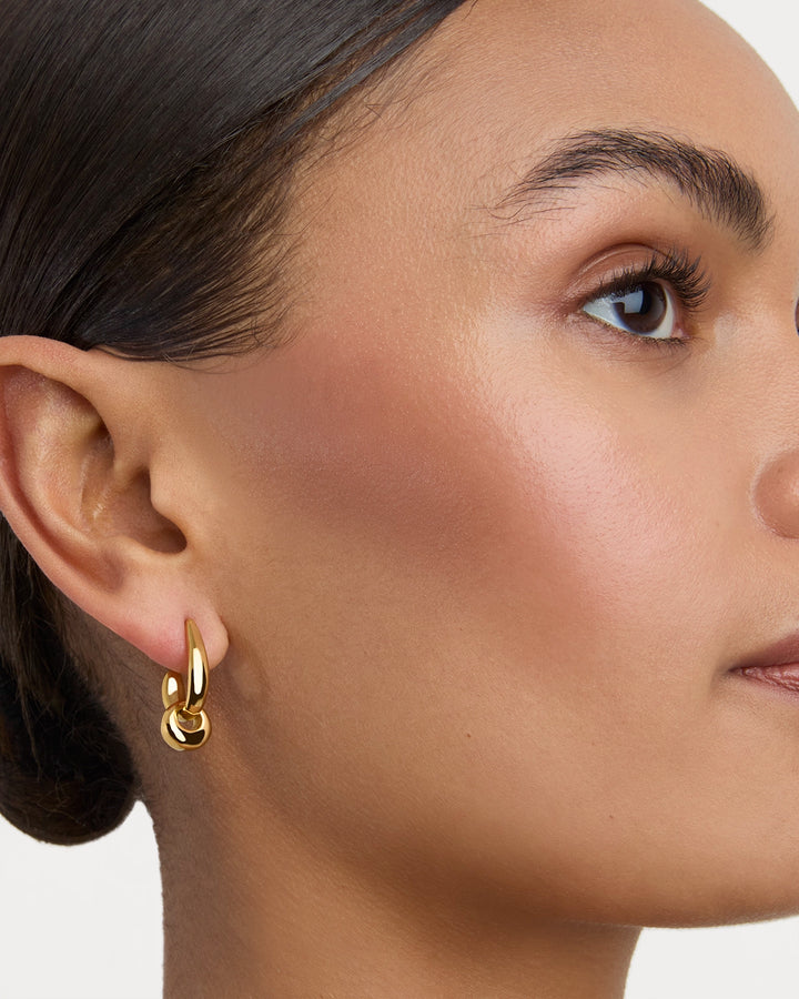 Waterproof Round Link Hoop Earrings in Gold