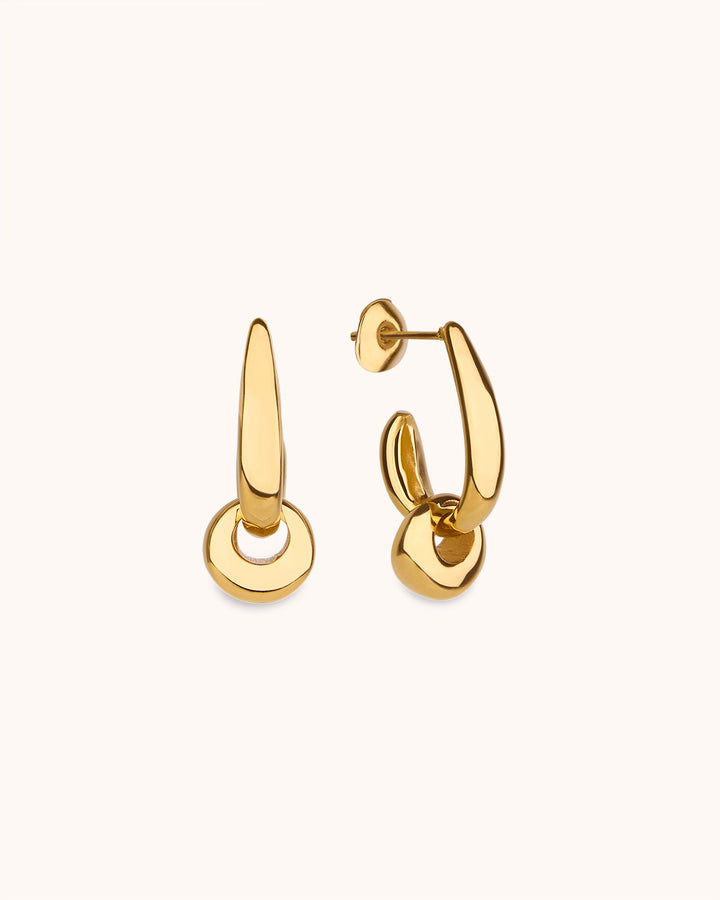Waterproof Round Link Hoop Earrings in Gold