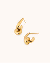 Waterproof Round Link Hoop Earrings in Gold