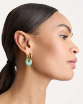 Semi-Precious Round Charm Hoops in Gold