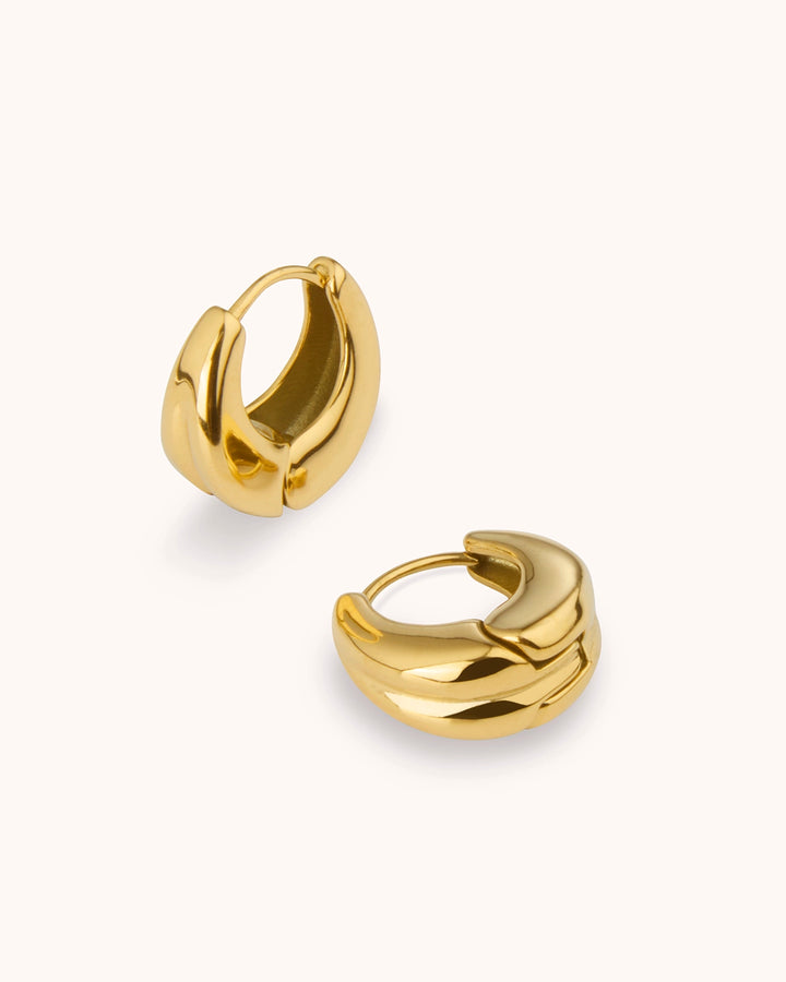 Waterproof Small Chunky Hoops in Gold