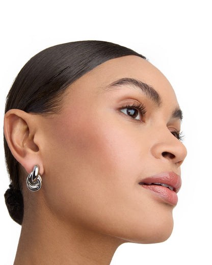 Chunky Twist Stud Earrings in Silver