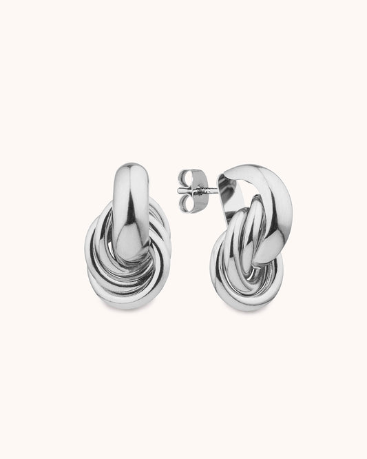 Chunky Twist Stud Earrings in Silver