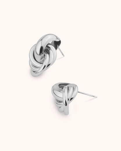 Chunky Twist Stud Earrings in Silver