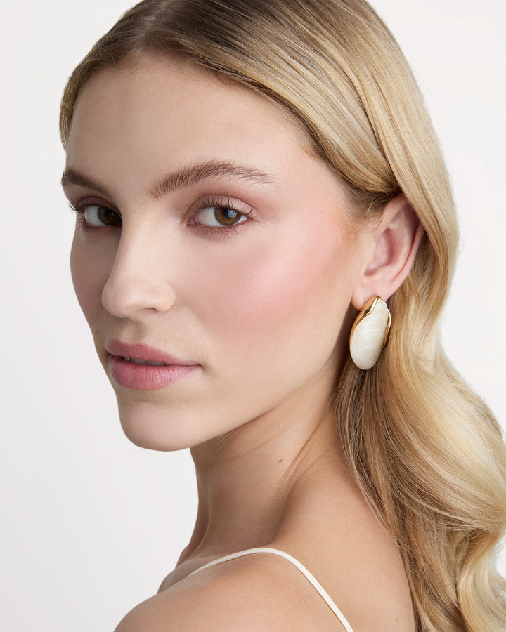 Semi-Precious Stone Studs in Cream