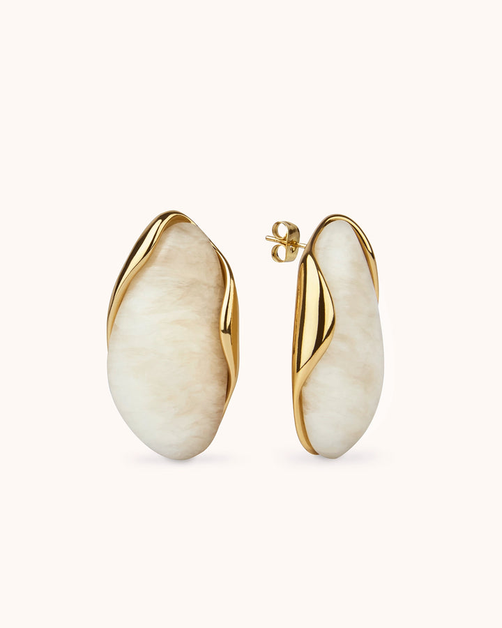 Semi-Precious Stone Studs in Cream