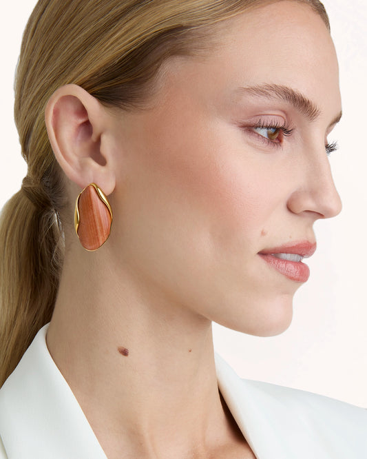 Semi-Precious Statement Studs in Brown