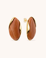 Semi-Precious Statement Studs in Brown