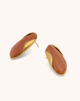 Semi-Precious Statement Studs in Brown
