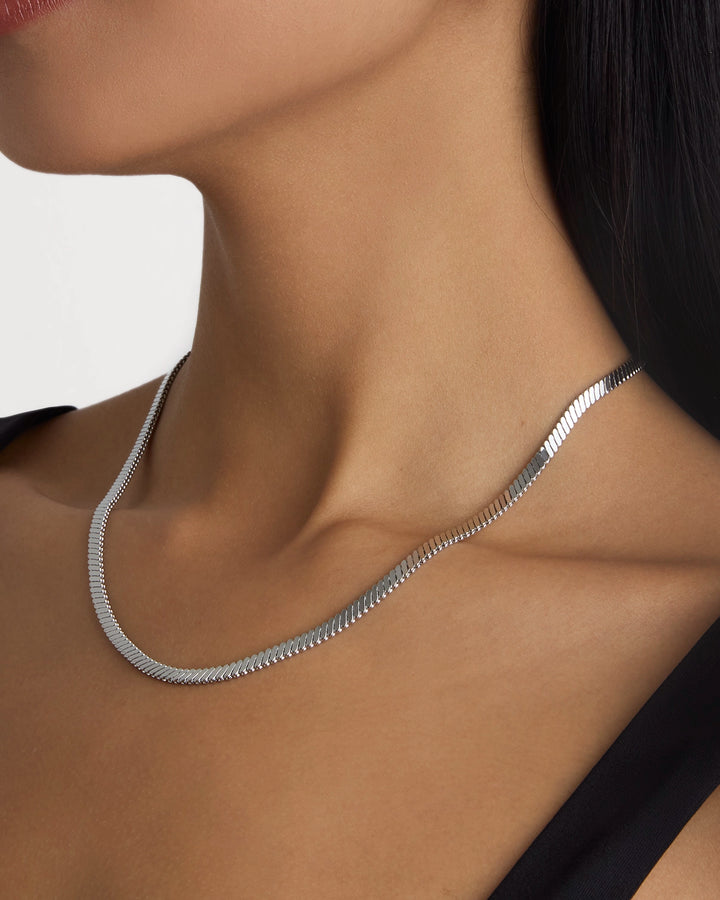 Waterproof Snake Chain Necklace in Silver