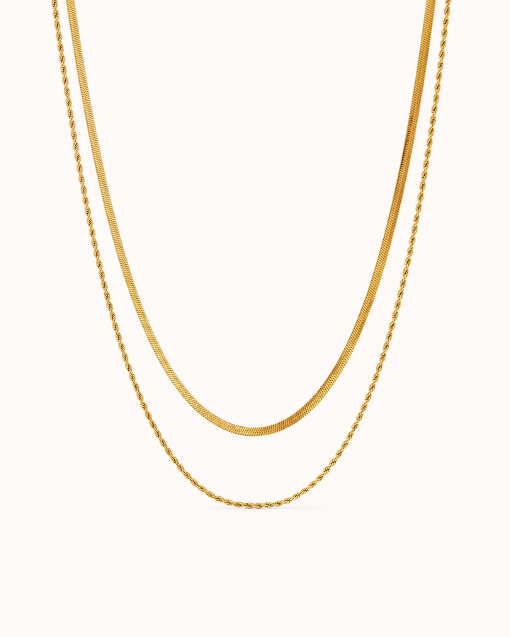 Waterproof Double Chain Necklace in Gold