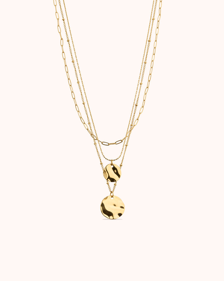 Waterproof Multi-Chain Molten Necklace in Gold