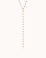Blue Enamel Cross Lariat Necklace