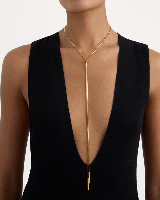 Waterproof Adjustable Lariat Necklace in Gold
