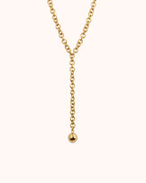 Chunky Chain Ball Lariat Necklace in Gold