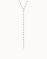 Black Enamel Cross Lariat Necklace