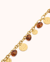 Semi-Precious Chunky Beaded Necklace in Gold