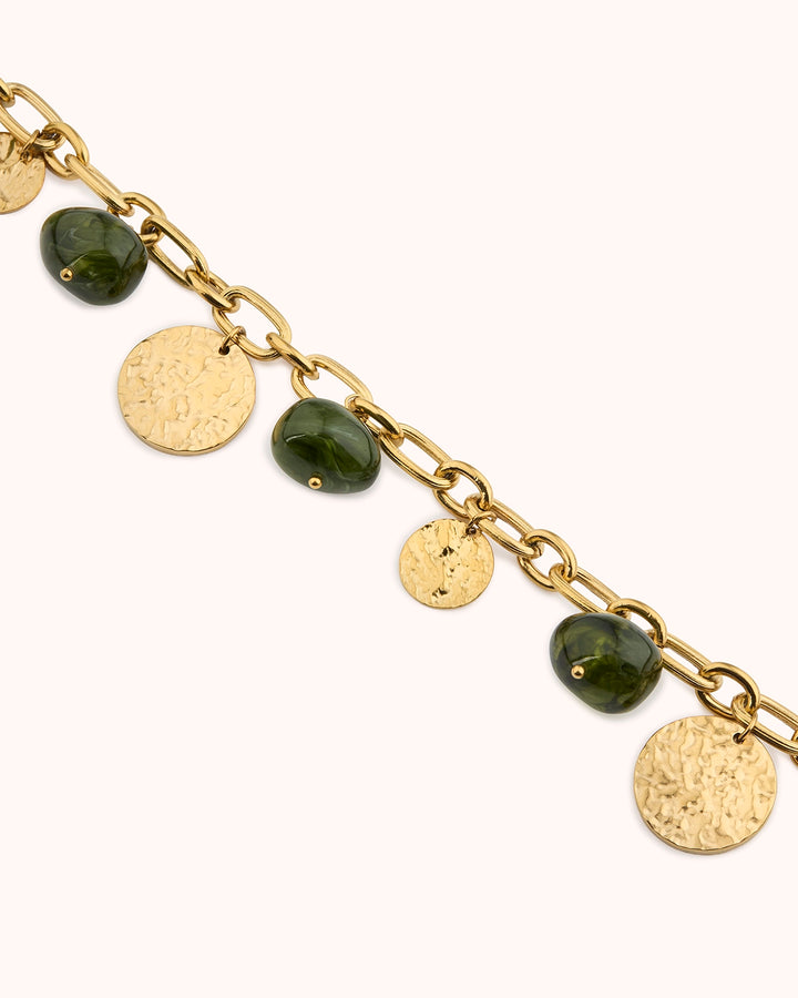 Waterproof Stone Charm Necklace in Gold