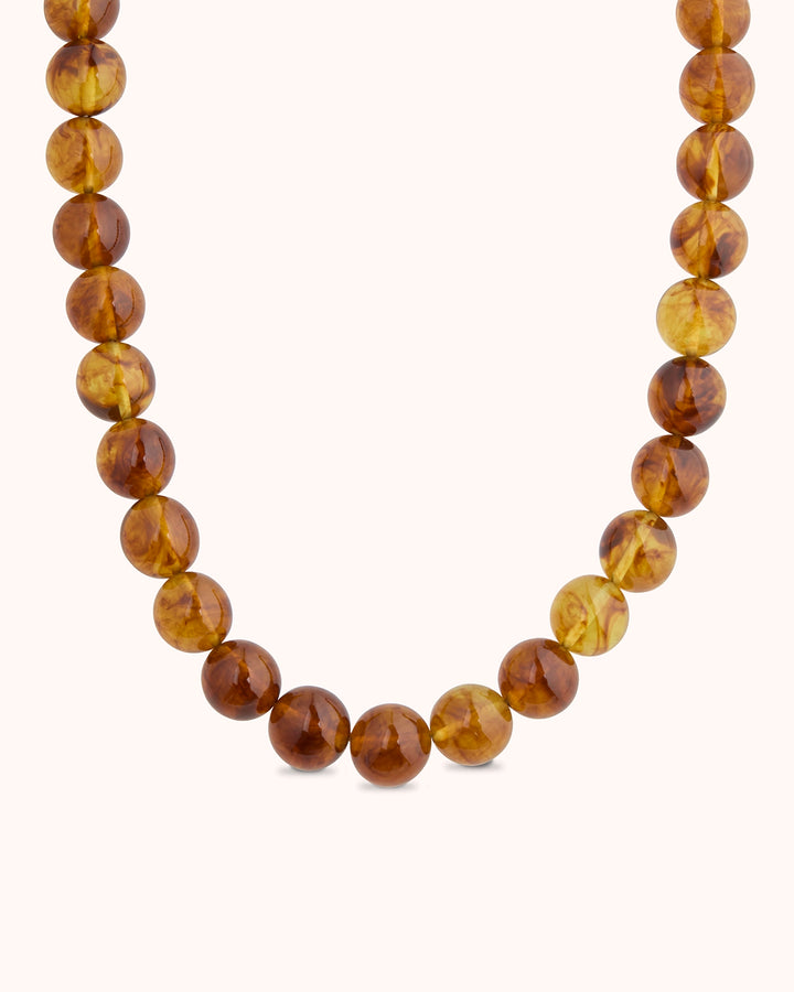 Waterproof Chunky Beaded Necklace in Brown