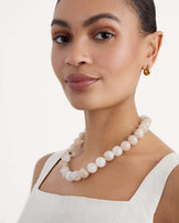 Waterproof Chunky Beaded Necklace in Cream