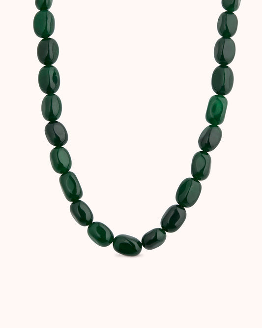 Chunky Textured Beaded Necklace in Green