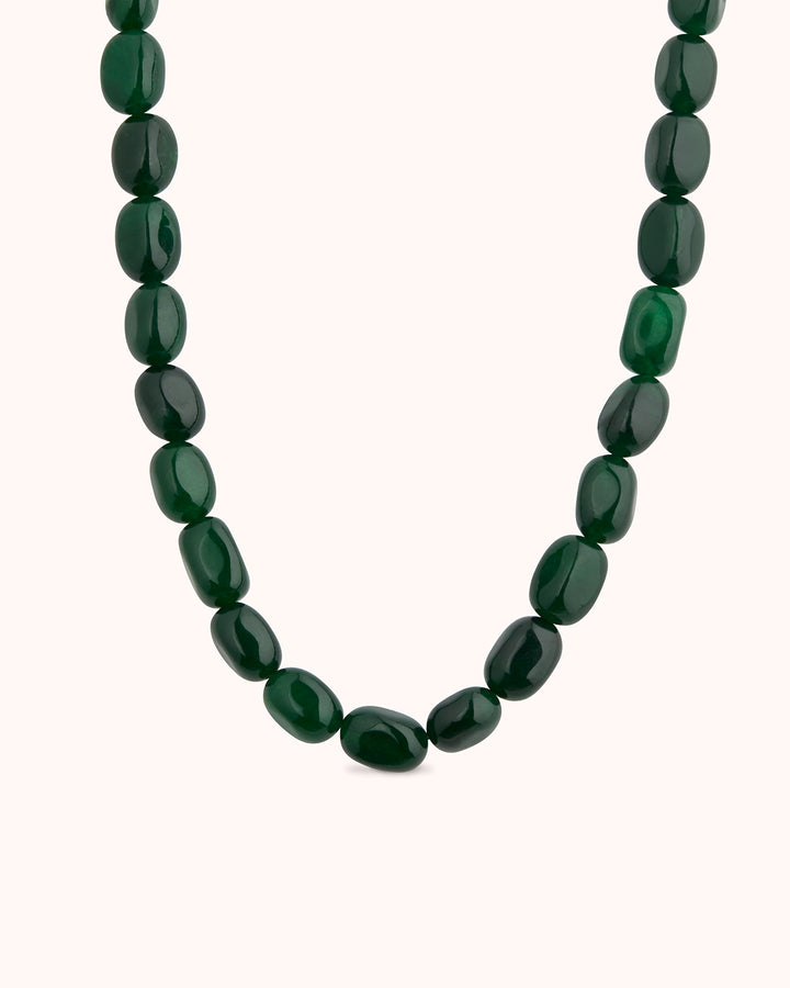 Chunky Textured Beaded Necklace in Green