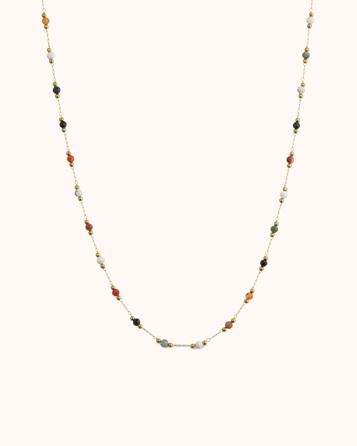 Semi-Precious Beaded Necklace in Brown