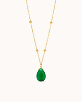 Green Statement Pendant Necklace in Gold