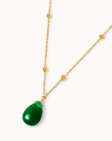 Green Statement Pendant Necklace in Gold