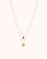 Waterproof Stone Double Pendant Necklace in Gold