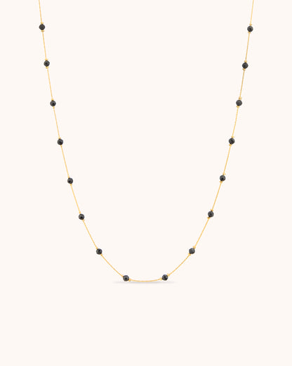 Waterproof Beaded Station Necklace in Gold