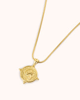 Waterproof Penny Pendant Necklace in Gold