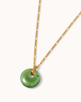 Green Round Stone Pendant Necklace in Gold