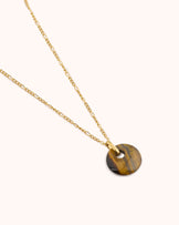 Round Tiger's Eye Pendant Necklace in Gold