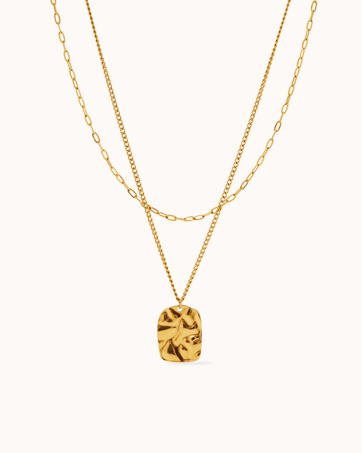 Waterproof Molten Double Necklace in Gold