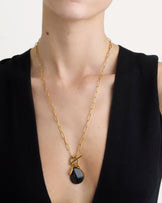 Waterproof Resin Pendant T-Bar Necklace in Gold