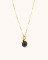 Waterproof Resin Pendant T-Bar Necklace in Gold