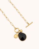 Waterproof Resin Pendant T-Bar Necklace in Gold