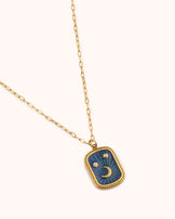 Waterproof Moon Tag Pendant Necklace in Gold