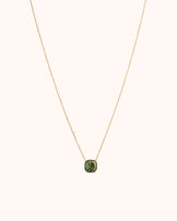 Waterproof Square Stone Pendant Necklace in Gold