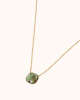 Waterproof Square Stone Pendant Necklace in Gold
